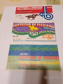 biglietti lotteria di Merano 1970, 1971 , 1972