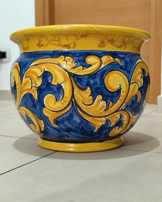 Cachepot/coprivaso ceramica Vietri dipinta a mano