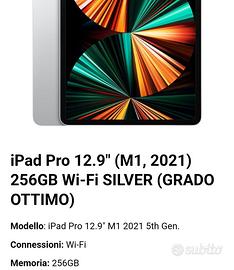 Ipad Pro  12.9 Serie M1  256GB  wifi