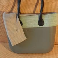 O bag 'roccia'/verde chiaro+bordo beige omaggio