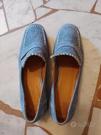 Mocassini donna n.36 in camoscio vero colore jeans