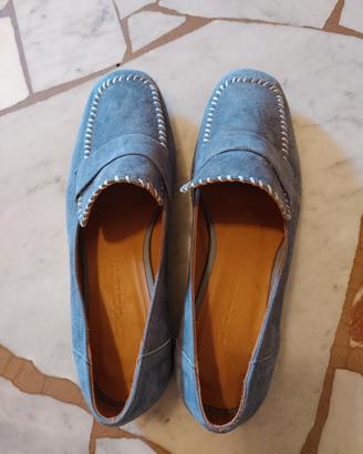 Mocassini donna n.36 in camoscio vero colore jeans