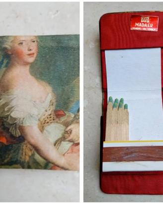 Raro porta fiammiferi minerva d'epoca in raso 