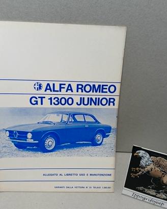 Allegato Libretto uso manutenzione Alfa Gt Junior