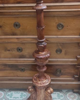 Base Monumentale Candeliere Legno Intagliato
