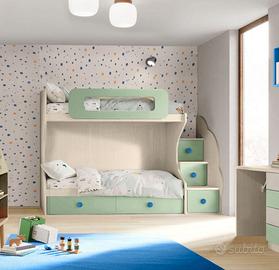 letto a castello con gradoni e cassetti
