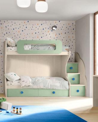 letto a castello con gradoni e cassetti