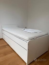 SLÄKT Struttura letto/letto/contenitore, bianco