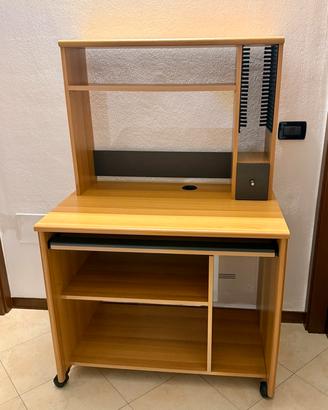Scrivania Porta Computer in Legno con Ruote e Alz