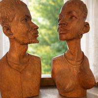 Coppia statue intagliate a mano – Busti etnici