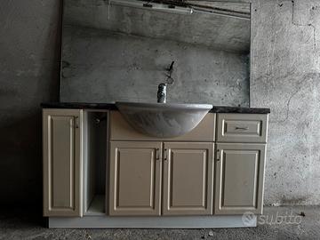 Mobile bagno stile classico bianco con marmo verde