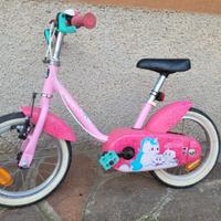 Bici bimba decathlon 14" con rotelle cestino e por