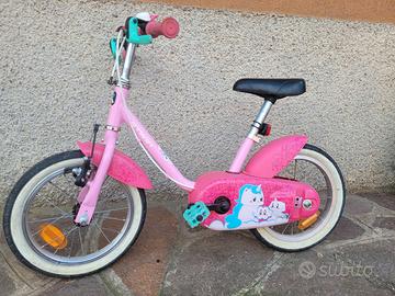 Bici bimba decathlon 14" con rotelle cestino e por