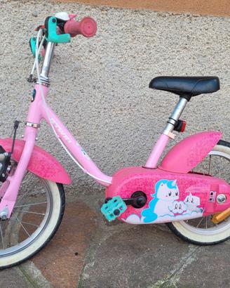 Bici bimba decathlon 14" con rotelle cestino e por