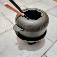 Set Completo Fonduta in Ghisa Nera Vintage