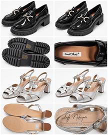2 Paia scarpe Donna NUOVE mocassino nero e sandalo