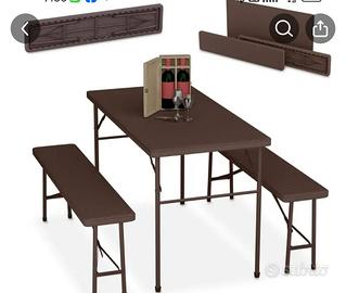 tavolo pieghevole con panche pieghevoli