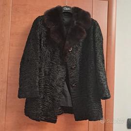 giacca pelliccia astrakan con collo di visone 