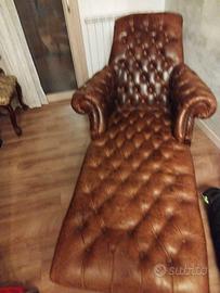 divano dormeuse in pelle anticata 