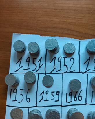 lotto da 250 pz, 10 lire spiga dal 1951 al 1988