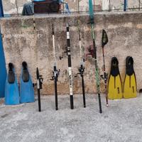 atrezatura da pesca canne mulinelli  pinne mares 