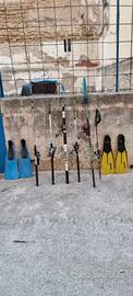 atrezatura da pesca canne mulinelli  pinne mares 