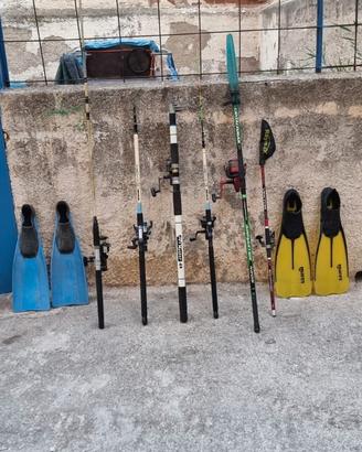 atrezatura da pesca canne mulinelli  pinne mares 