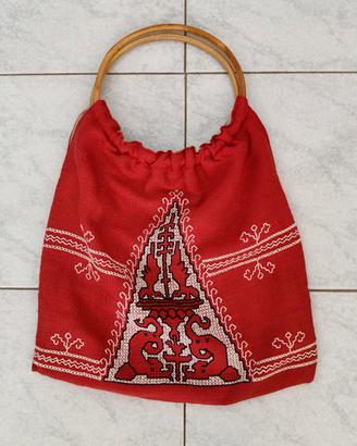 Borsa Vintage in Tessuto rosso 