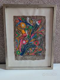 Quadro amate messicano vintage 1973 uccelli