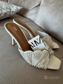 Scarpe décolleté zara bianche con perle
