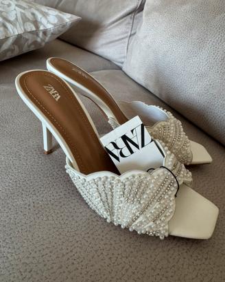 Scarpe décolleté zara bianche con perle
