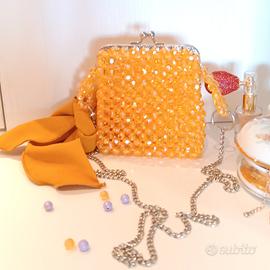 portamonete minibag perline giallo ocrs