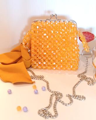 portamonete minibag perline giallo ocrs