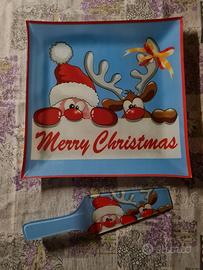 Piatto torta Merry Christmas con paletta