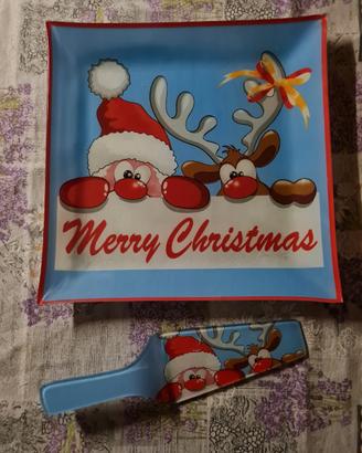 Piatto torta Merry Christmas con paletta