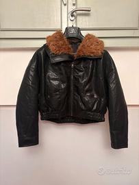 Giubbotto donna eco pelle bomber collo pelliccia