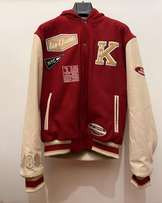 Karl Kani Varsity Jacket Bordeaux panna - taglia S