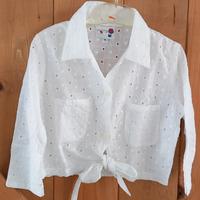 Camicetta bambina bianca in cotone pizzo sangallo 