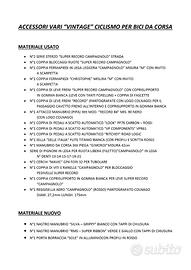 Accessori vari "vintage" ciclismo per bici da cors