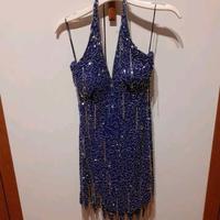 vestito abito da sera viola 100% cristallo strass