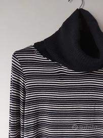 Maglione dolcevita a righe bianco blu Max&co