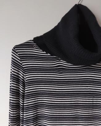 Maglione dolcevita a righe bianco blu Max&co