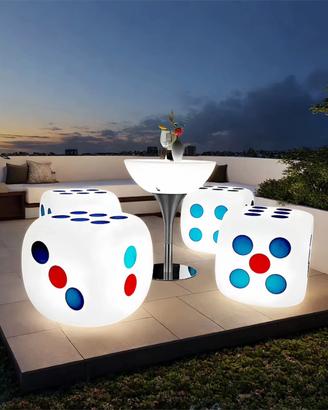 Set mobili sedie da bar illuminati, tema dadi