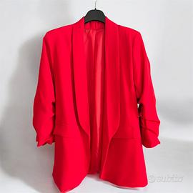 Blazer rosso, maniche 3/4, taglia unica
