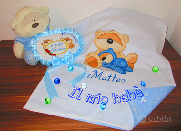 Lenzuolino copertina carillon fiocco nascita