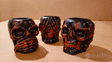 Tris Portacandele Teschio Artigianale – Unici,Dark