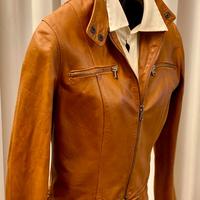 Sem Vaccaro, chiodo in vera pelle color cuoio