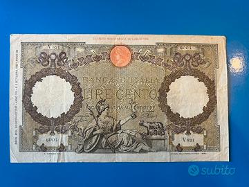 Cartamoneta 100 lire Aquila Romana Testina Fascio