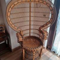 poltrona in vimini intrecciato vintage 