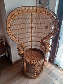 poltrona in vimini intrecciato vintage 
